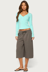 Yael Contrast Stitch Henley Top