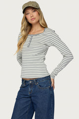 Roma Striped Henley Top