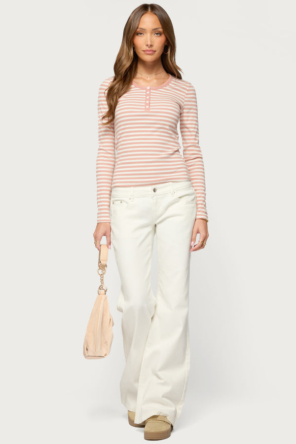 Roma Striped Henley Top view 2