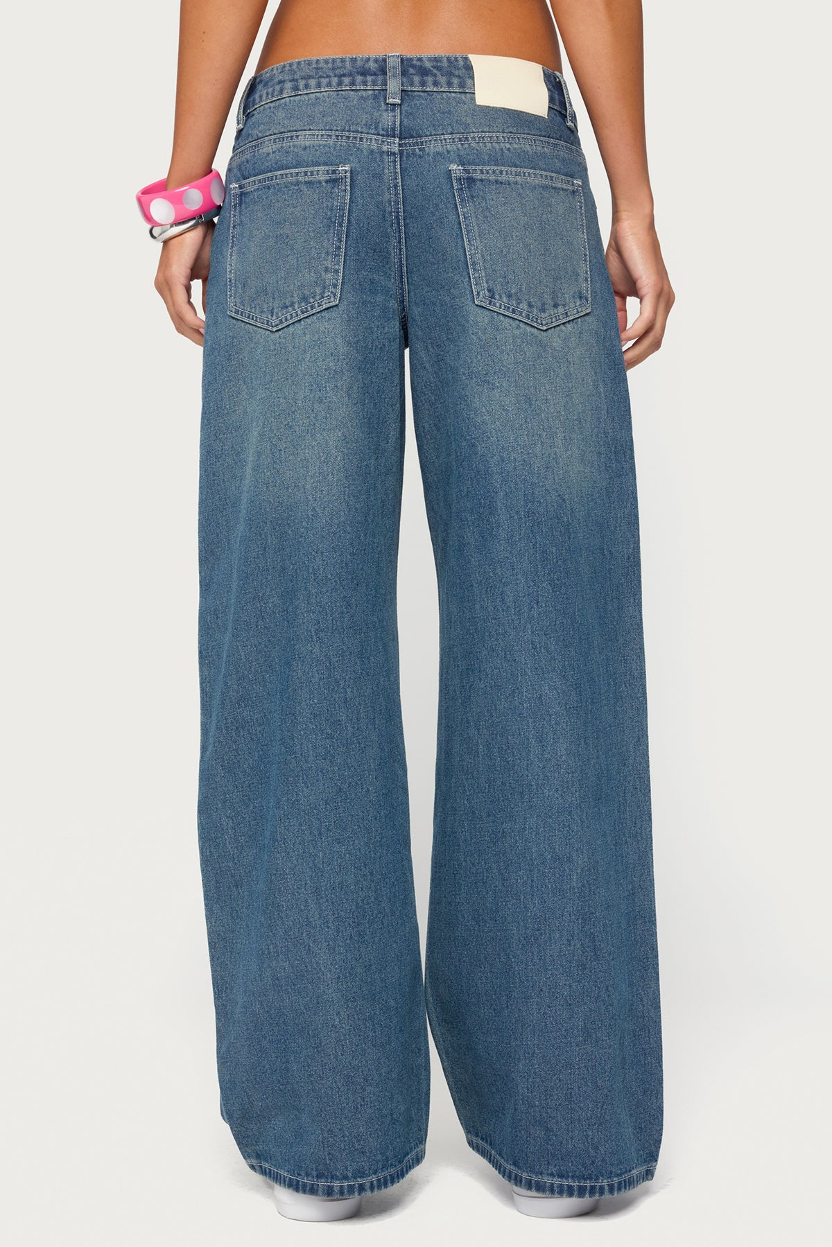 Contrast Stitch Low Rise Baggy Jeans