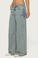 Trish Stars Low Rise Baggy Jeans