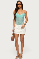 Azelia Beaded Sheer Mesh Top