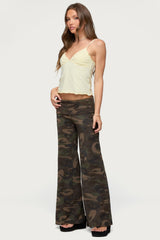 Lumielle Camo Wide Leg Foldover Pants