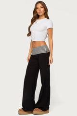Meshey Striped Foldover Pants