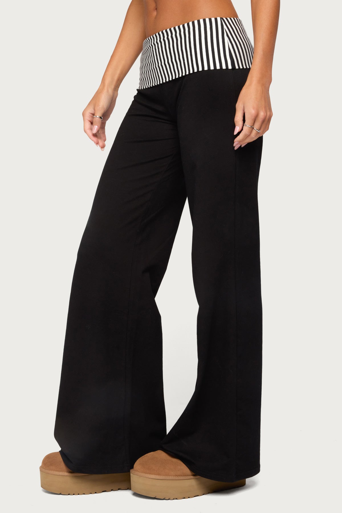 Meshey Striped Foldover Pants