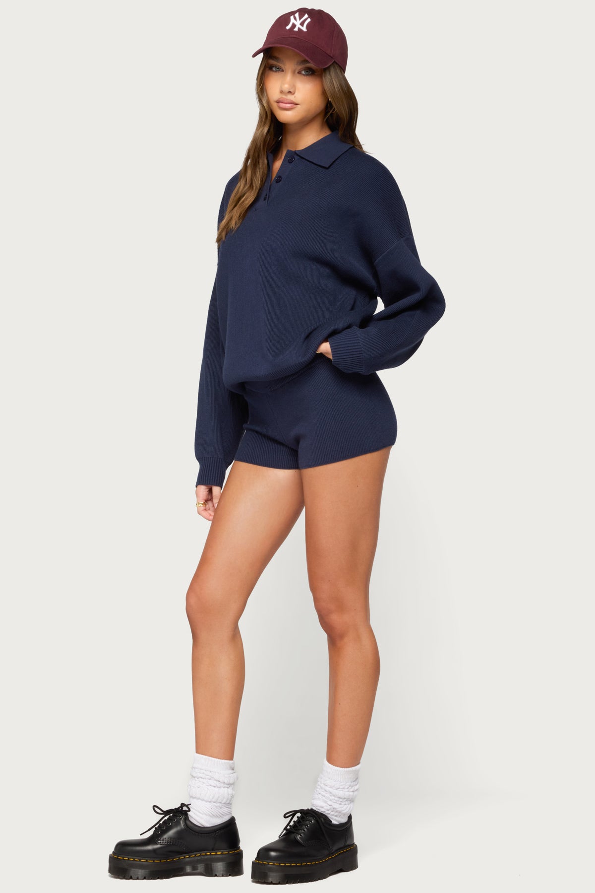 Lorie Mid Rise Ribbed Knit Shorts