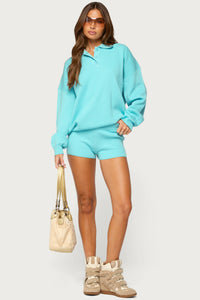 Lorie Mid Rise Ribbed Knit Shorts