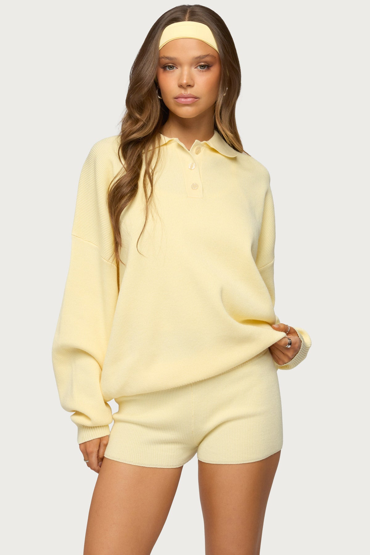 Lorie Oversized Knit Polo Sweater