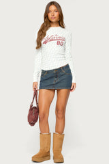 Cali Floral Ribbed Long Sleeve T Shirt