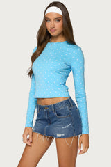 Daliya Polka Dot Long Sleeve Top
