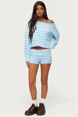 Saphi Striped Foldover Knit Shorts