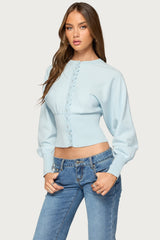 Maizy Puff Sleeve Scalloped Knit Cardigan