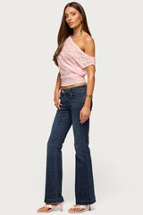 Kessa Sheer Lace Off Shoulder Top