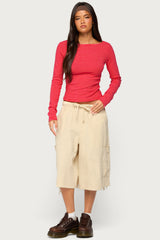 Loria Striped Boat Neck Top