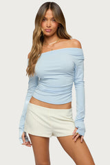 Milane Ruched Off Shoulder Ribbed Top