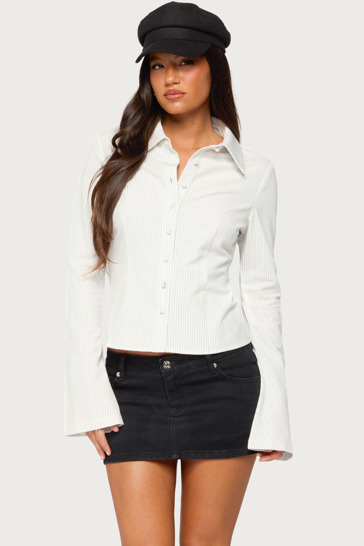 Pinstripe Tailored Button Up Shirt