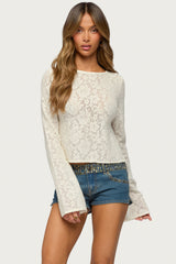 Flaura Backless Sheer Lace Top