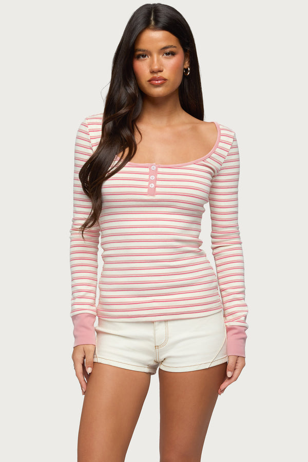 Jaida Striped Henley Top