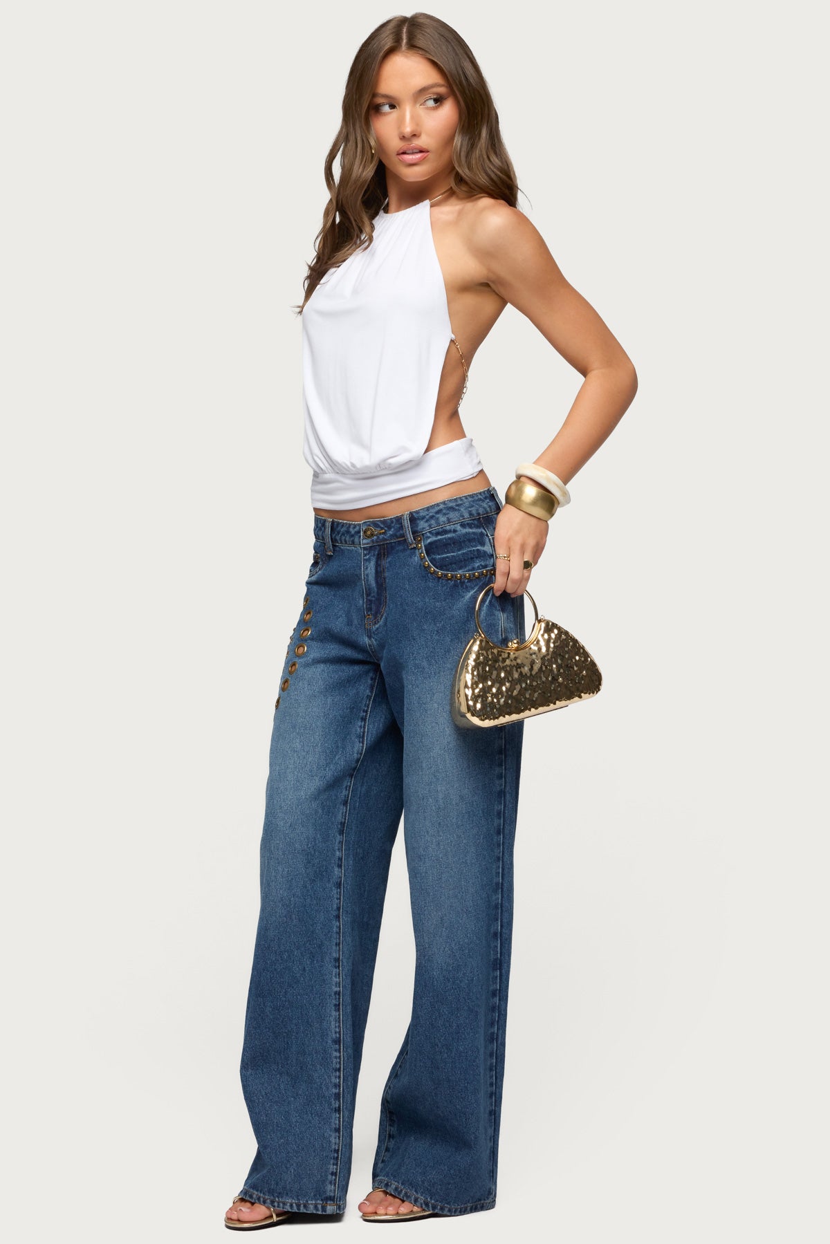 Damarey Chain Backless Halter Top