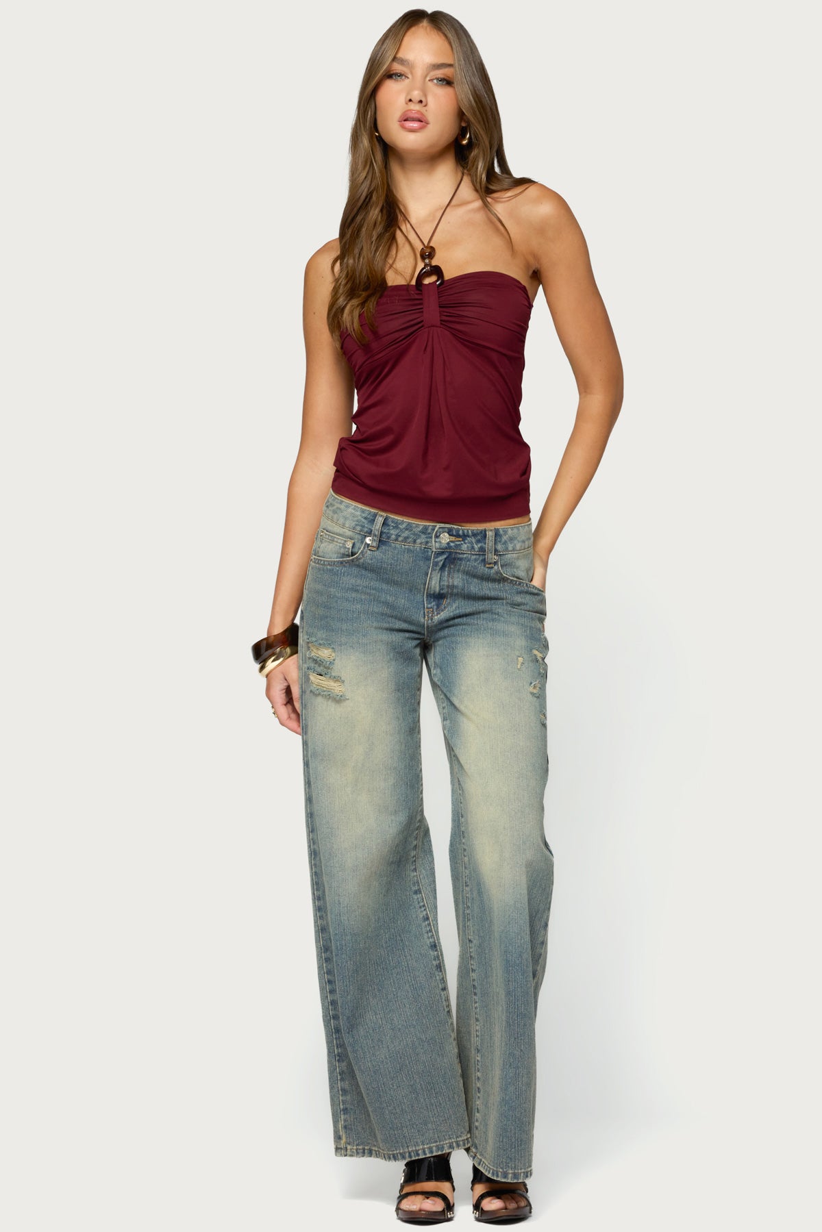 Itzel Ring Gathered Halter Top