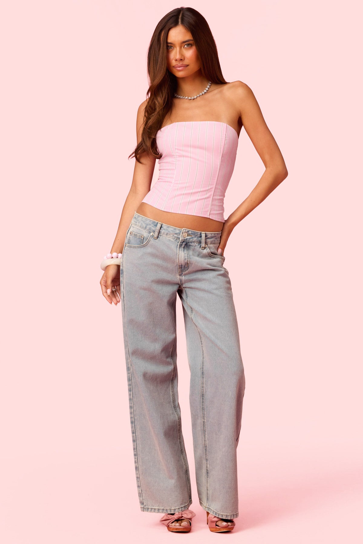 Embroidered Barbie™ Low Rise Baggy Jeans