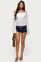 Built In Bra Off Shoulder Lace Top