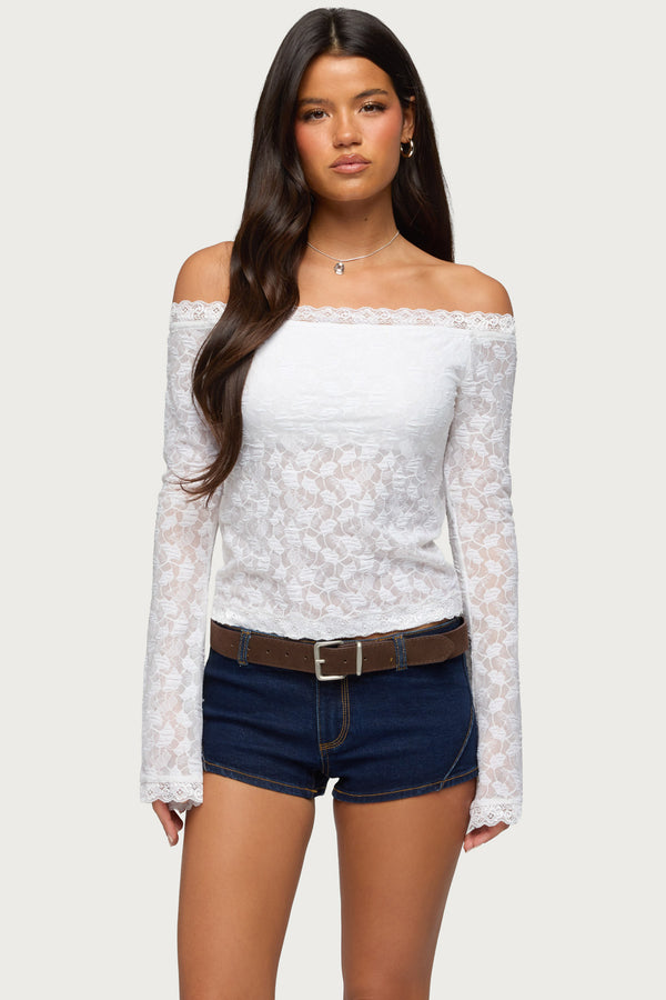 Built In Bra Off Shoulder Lace Top