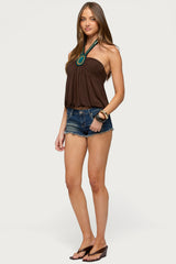 Polie Beaded Bubble Jersey Halter Top