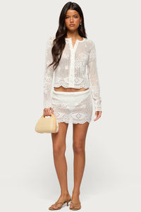 Rusa Sheer Crochet Mini Skirt