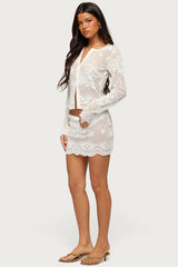 Rusa Sheer Crochet Mini Skirt