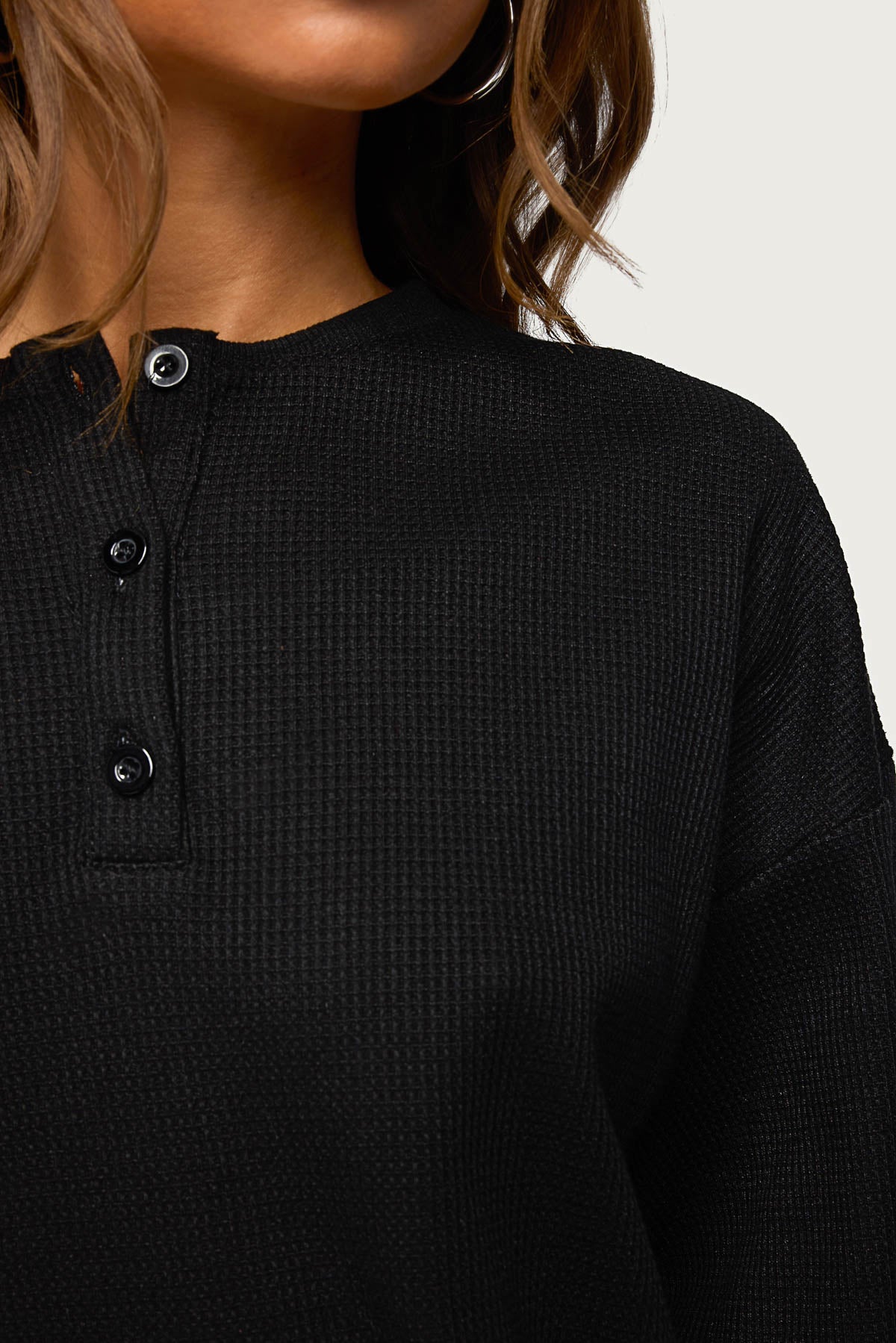 Baila Waffle Henley Top