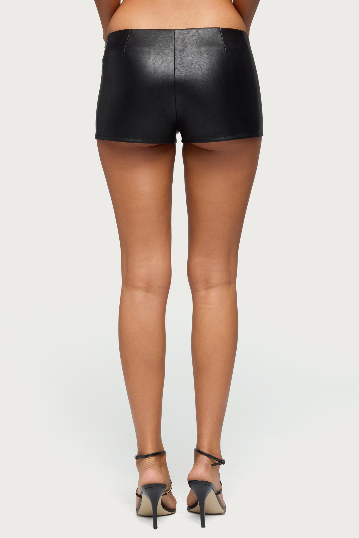 Diana Zip Up Faux Leather Micro Shorts