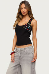 Natash Mixed Button Tank Top