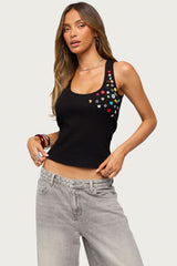 Natash Mixed Button Tank Top