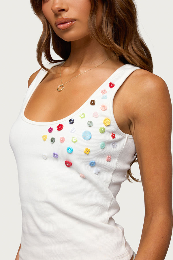 Natash Mixed Button Tank Top
