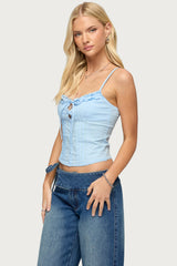 Kerah Ruffle Button Tank Top