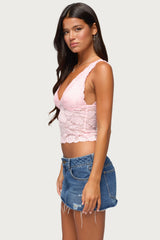 Vanya Sheer Lace V Neck Top