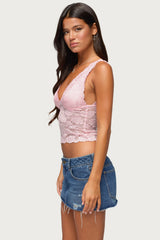 Vanya Sheer Lace V Neck Top