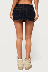 Seffie Low Rise Stretchy Denim Micro Skort