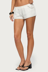 Kaydee Studded Textured Woven Shorts