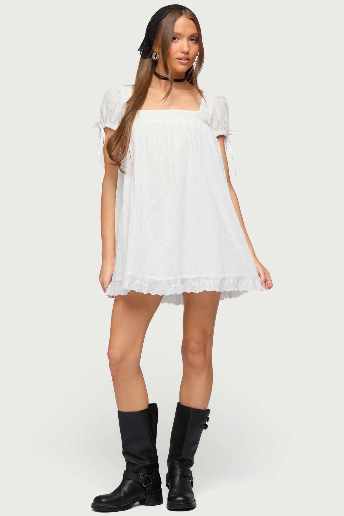 Sepid Striped Cotton Mini Dress