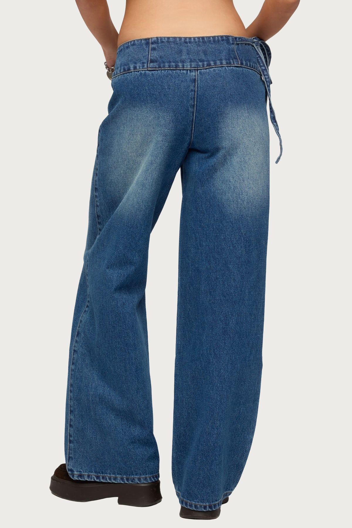 Cleo Tie Waist Low Rise Baggy Jeans