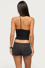 One Shoulder Peekaboo Lacey Cutout Top