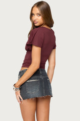 Flutter Plunging V Neck Top