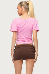Flutter Plunging V Neck Top