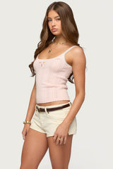 Rosaliee Pointelle Knit Tank Top