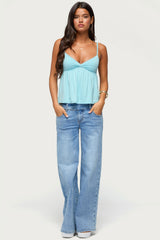 Belen Polka Dot Lacey Babydoll Top