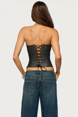 Izara Studded Faux Leather Corset