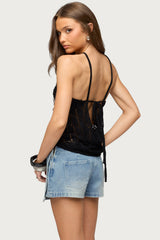 Mae Open Back Sequin Crochet Top