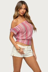 Taniya Off Shoulder Zigzag Knit Top